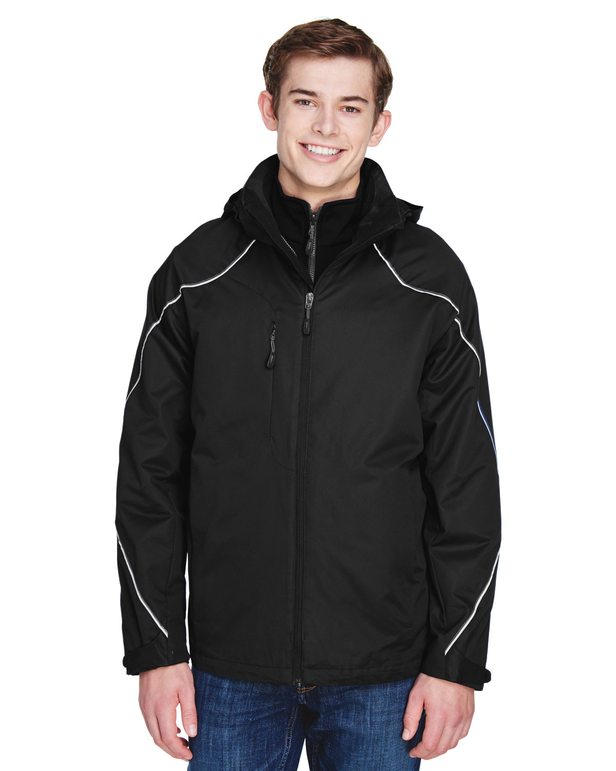 NORTH END 88196 Men’s Angle 3-in-1 Jacket with Bonded Fleece Liner ...