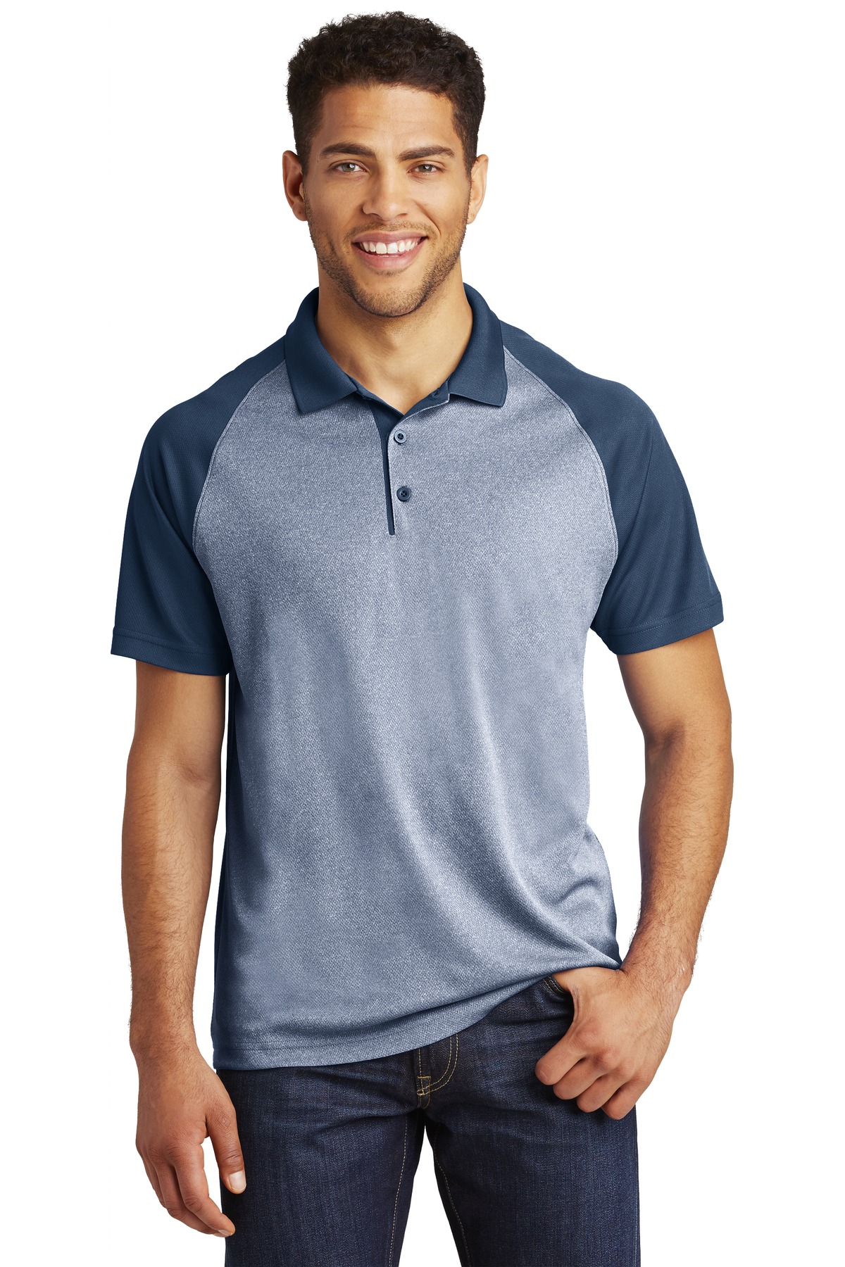 Sport-Tek ST641 PosiCharge RacerMesh Raglan Heather Block Polo