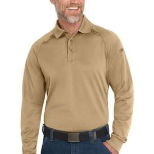 CornerStone Select Long Sleeve Snag-Proof Tactical Polo Tan front