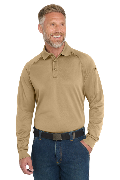 CornerStone Select Long Sleeve Snag-Proof Tactical Polo Tan front