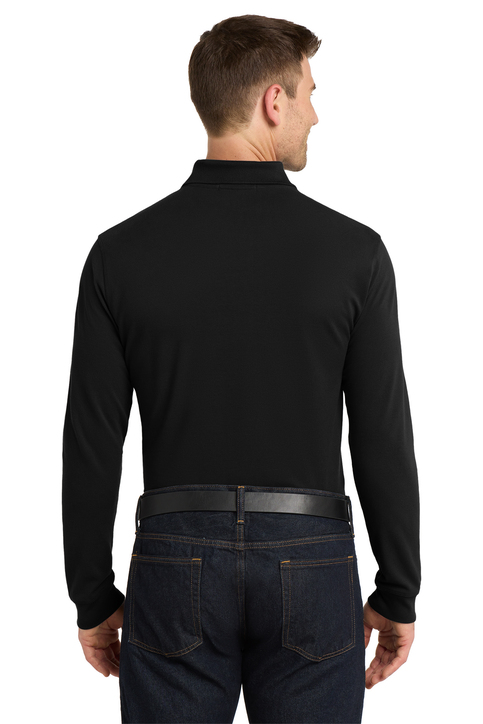 Port Authority EZCotton Long Sleeve Polo Black back